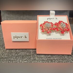 NWB Piper K Red Floral Earrings